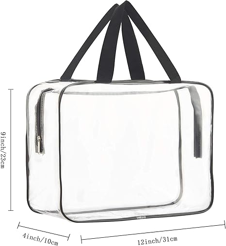 2-Piece Large Clear Makeup Cosmetic Organizer Bag, Plastic Tote Bags, Waterproof Transparent Handbag Purse