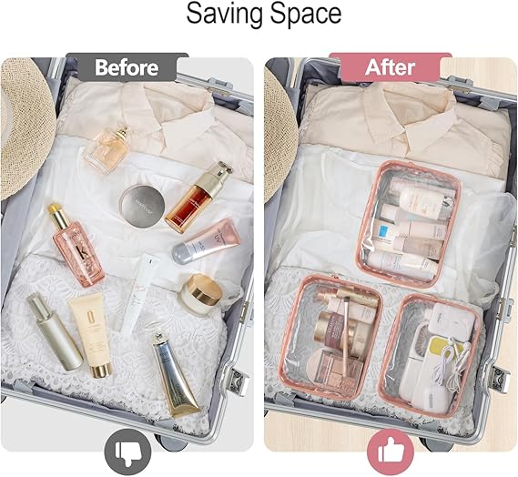 Clear Makeup Bag - 2 Packs Toiletry Bag for Women Quart Size Travel Bag , Clear Toiletry Bags for Traveling