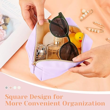 8 Pcs Makeup Bag Leather Cosmetic Pouch Waterproof Small Toiletry Bag Portable Cosmetic Organizer Water Resistant Storage Purse for Lady Women Daily Storage Travel Organizer (Gentle,Medium)
