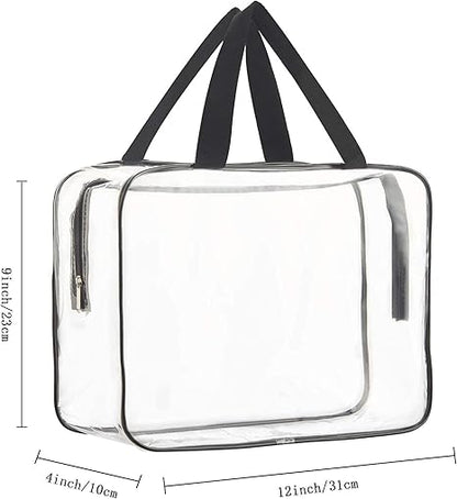 2-Piece Large Clear Makeup Cosmetic Organizer Bag, Plastic Tote Bags, Waterproof Transparent Handbag Purse