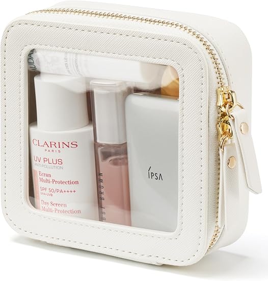 Clear Makeup Bag Travel Cosmetic Case Transparent Toiletry Bag with Zipper, Portable Make Up Organizer Traveling Compact Car Bag for Essentials