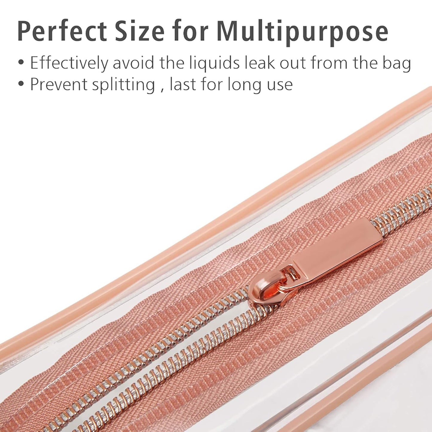 Clear Makeup Bag -  Toiletry Bag for Travel Size Toiletries, Travel Clear Toiletry Bag Quart Size Bag, Carry on Airport Airline Compliant Bag, Rose Pink(for age 12 or above)