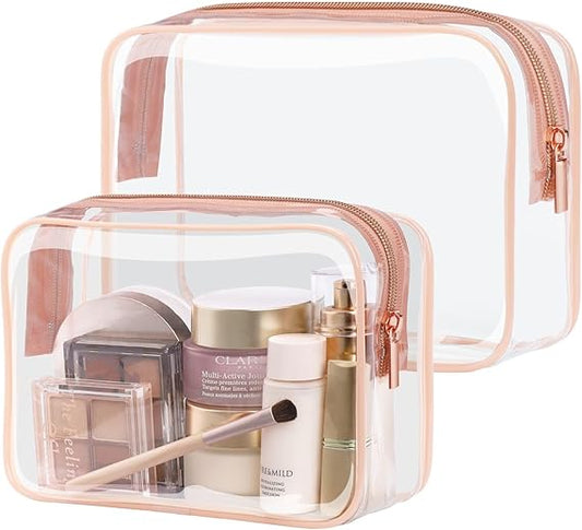 Clear Makeup Bag - 2 Packs Toiletry Bag for Women Quart Size Travel Bag , Clear Toiletry Bags for Traveling