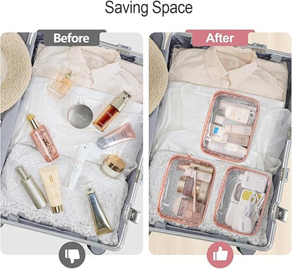 Clear Makeup Bag - 2 Packs Toiletry Bag for Women Quart Size Travel Bag , Clear Toiletry Bags for Traveling